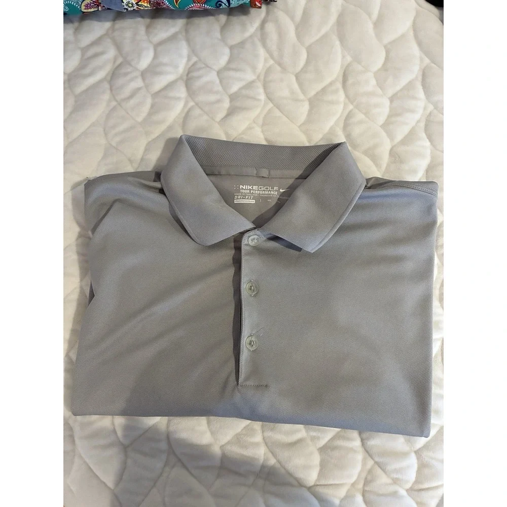 Nike Golf Shirt Men's XXL Gray Polo Tour‎ Performance Dri Fit Wicking SS PGA